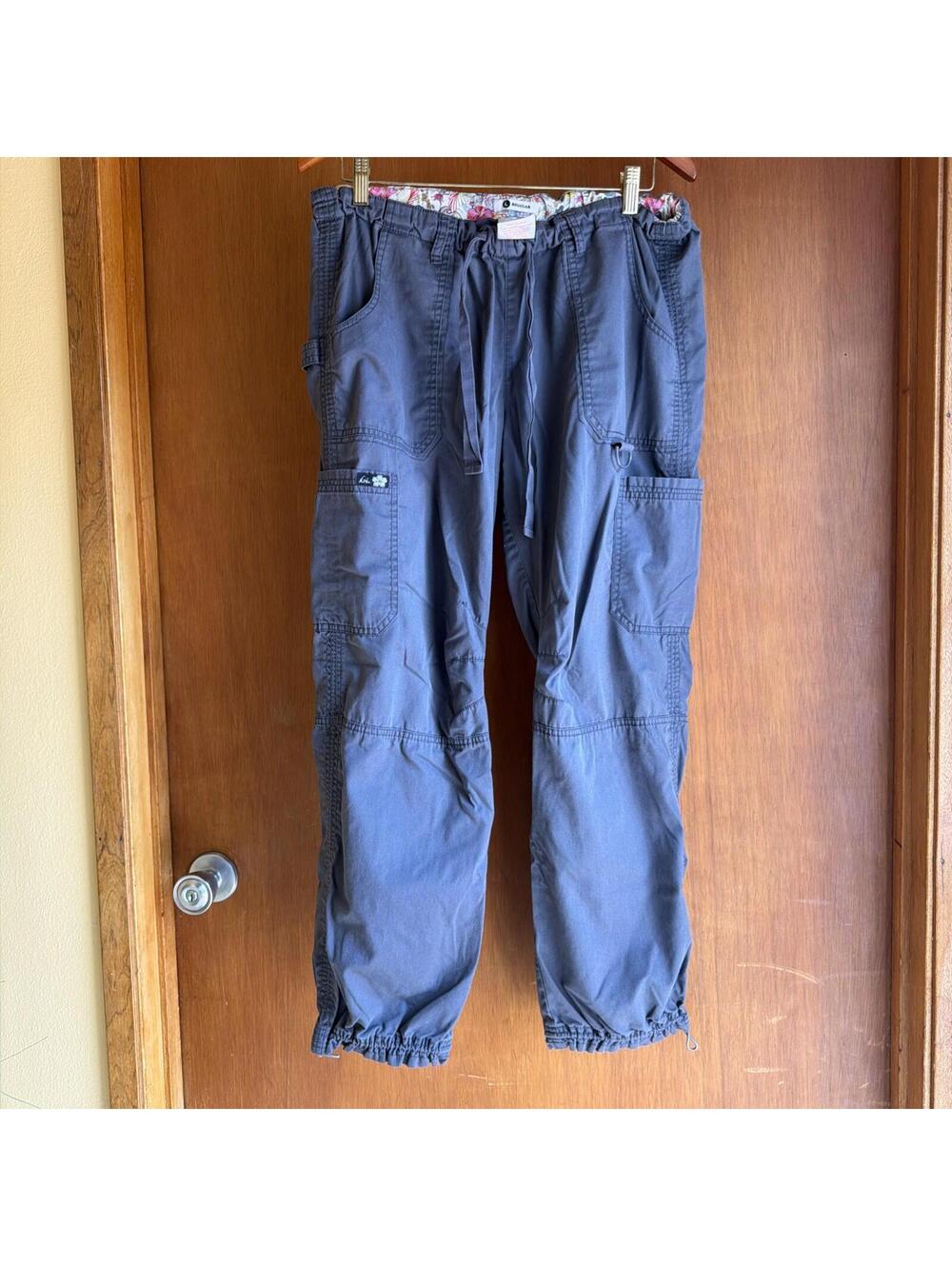 Koi Kathy Peterson  Gray Medical Cargo Drawstring Scrub Pants Size L Regular